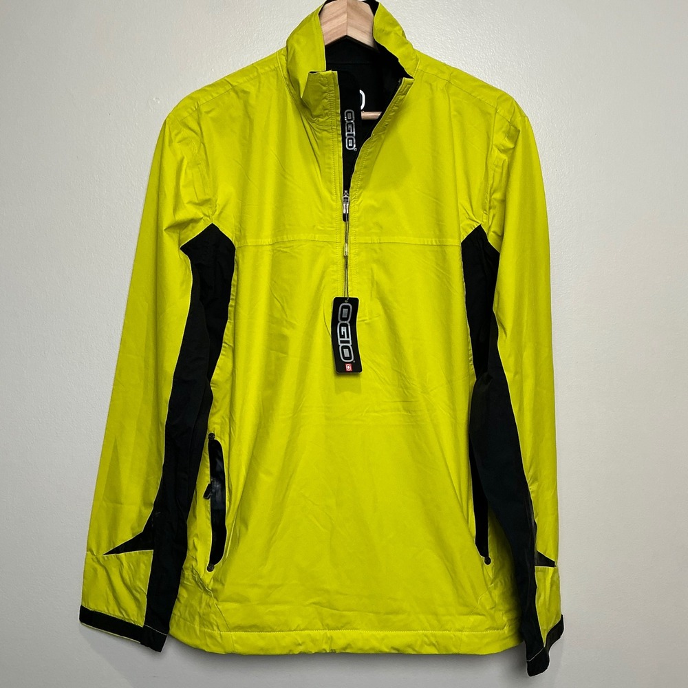 OGIO Half Zip Windbreaker Men's S Neon Yellow Black Pullover Biking Running NWT